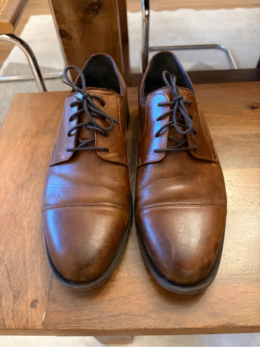Men's Cole Haan Brown Leather Cap-Toe Derby Shoes - Classic Dress Style